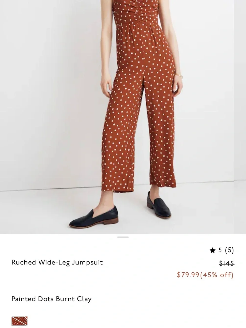 Madewell Ruched Wide-Leg Jumpsuit - Women Size 4 - Picture 4 of 9